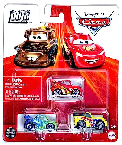 Disney Cars Mini Racers 3-Pack (Jeff Gorvette, Lightning McQueen mit Rennrädern, Carla Veloso)