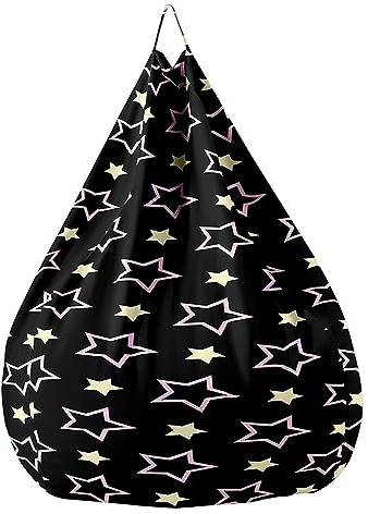 Treer Sitzsackhülle Ohne Füllung, Fünfzackiger Stern Muster Weich Sitzsack Hülle Sitzsackbezug mit Reißverschluss Sitzsack Bezug Lazy Bean Bag Sitzsack Stuhlbezug (Gelber Stern,90x110cm)