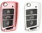 2 Stück Autoschlüssel Hülle, Schlüsselbox ,Autoschlüssel Schutzhülle kompatibel mit VW Golf 7、Polo、Tiguan、Skoda 3-Tasten Schlüsselhülle (Roségold + Silber)