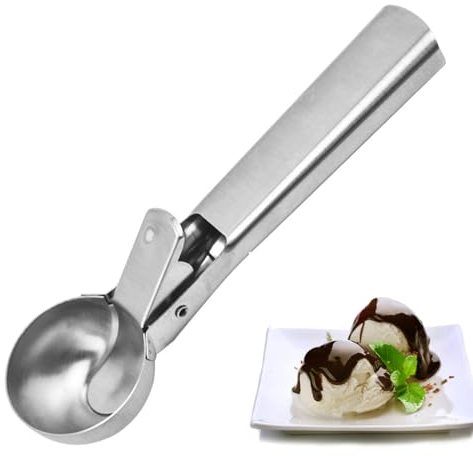 Cuillère à Glace,Cuillère à Glace en Acier Inoxydable,Acier Inoxydable Cuillère Scooper,Boule a Glace,Cuillere Glace Boule,Cuillère à Glace avec Déclencheur,Boules Cuillère à Crème Glacée,18.2 cm