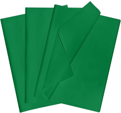 POPOYU 60 Blatt Seidenpapier Geschenkpapier Dunkelgrün,35x50cm Seidenpapier Verpackungsmaterial Papier Tissue Paper Packseide für Weihnachten GeburtstagHandwerk Geschenkverpackung Füller DIY Basteln