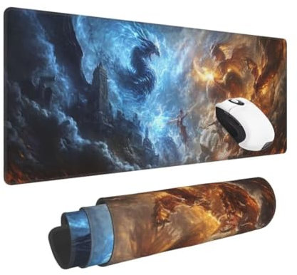 Gaming Mauspad XXL Drache Großes Mousepad 800 * 300mm rutschfeste Schreibtischunterlage Abstrakt Mouse Pad mit Vernähte Kanten Verbessert Desk Mat Geschwindigkeit und Präzision für Gaming und Büro