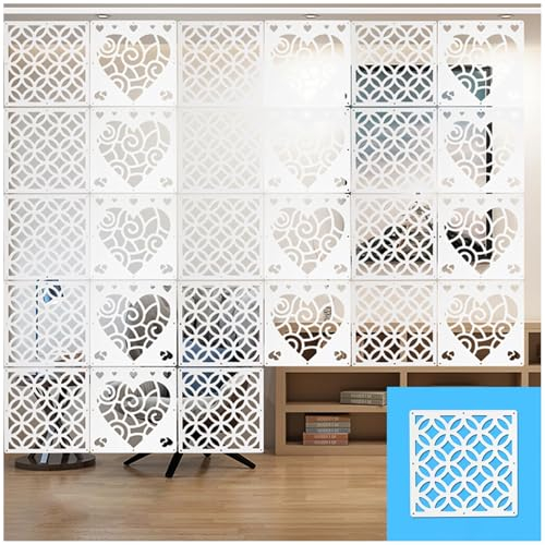 LXLZYXSF Raumteiler Sichtschutz Trennwand Stellwand Hängende Raumteiler Von Der Decke, Weiß DIY Paravent Trennwand Für Büro Arbeitszimmer Essbereich Dekoration, Holz-Kunststoffplatte(15Pcs)