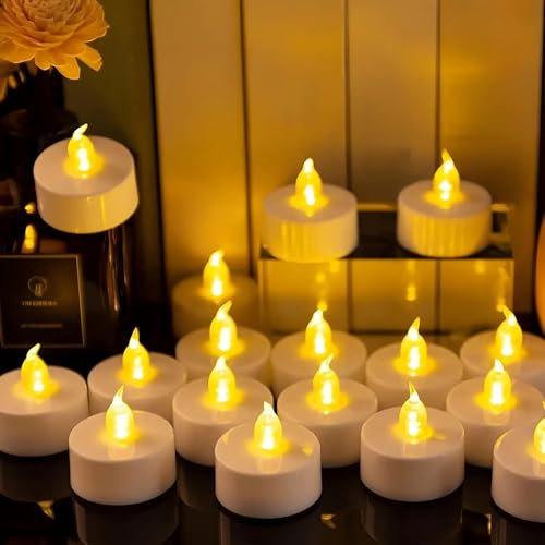 Hyperwell LED Tea Light Candles, 12 Pack Flameless Candle Lights Battery Operated Realistic and Bright Led Tea Lights for Parties, Weddings, Halloween, Christmas Home Decor (Warm White)