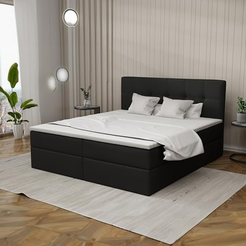 Imebel Boxspringbett 180x200 mit Bettkasten - Bett mit Matratze und 2 Bettkästen - Schlafzimmerbett mit Topper - Bequemes und Elegantes Doppelbett für das Schlafzimmer