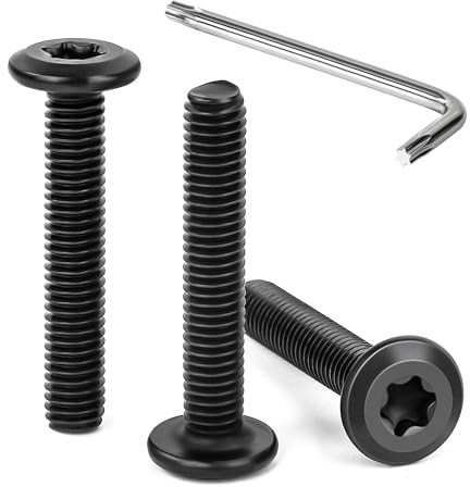 Tunejoy 30 Piezas Tornillos de Cabeza Plana Torx M6 x 35 mm Negro Tornillo de Cabeza Hexagonal de Acero Inoxidable A2 V2A Perno de Muebles con T30 llave Rosca Completa