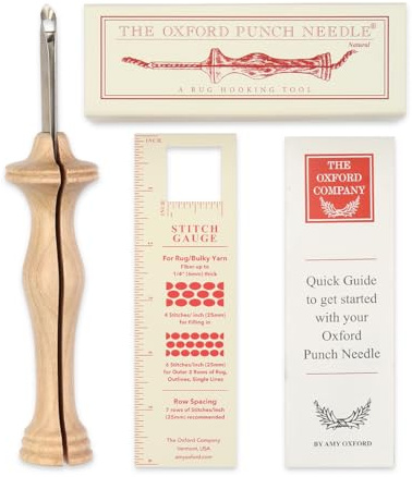 Oxford Punch Needle Regular Natural Wood 6mm - 1pc | Patented Ergonomic Handle Design, Electropolished Steel Tip, Natural Wood Handle, Designed by Rug Hooking Expert Amy Oxford