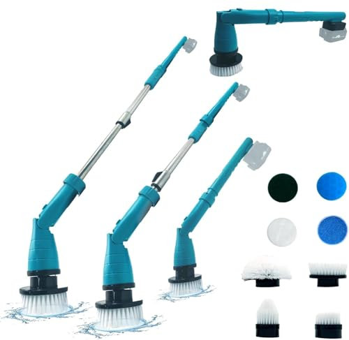 Elektrische Reinigungsbürste，Elektrische Reinigungsbürste: Geeignet für Terrasse, Badezimmer, Toilettenecken usw. Kompatibel mit Makita 18V Akku, 8 in 1 + Verstellbarer Bürstenkopf. （Ohne Akku）