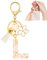 Porte-clés pour Fille Lettre, Porte-clés pour Femme avec Lettre Initiale, Alphabet Pendentif Initiale en Résine, Keyring avec Pendentif Amour et Pampille, Cadeau pour Femme Beige-L
