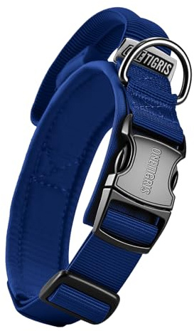 OneTigris Hunde Halsband mit Metallschnalle für Hunde Blau S