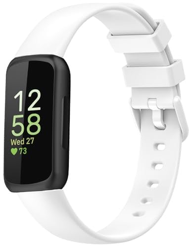 BYISYUE Ersatzarmband für Fitbit inspire 3, Sport Armband Uhrenarmband, Silikon Armbänder für Fitbit inspire 3 (White)