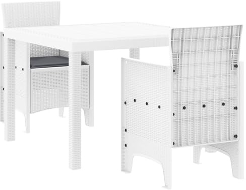 vidaXL Garten Essgruppe 3 STK. Weiß Polypropylen