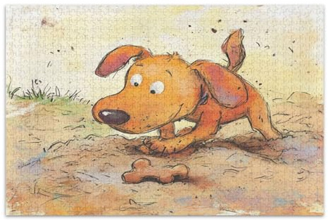 Dog Digging for Bones in The Sandbox 1000 Piece Puzzle - Jigsaw for Adults