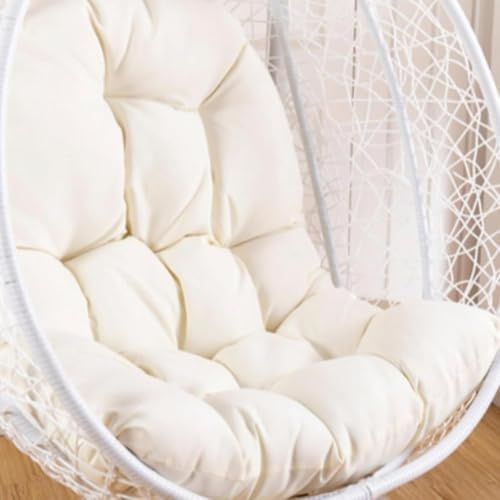 Generico Cuscino per Sedia a Forma di Uovo,Cuscino per Poltrona sospesa,Cuscino per Sedia in Rattan,Cuscino Integrato,Varie opzioni di Colore,Adatto per Giardini Esterni, altalene Interne (Bianco)