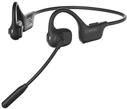 LOBKIN Kopfhörer Bluetooth Headset mit Mikrofon, Open Ear Kopfhörer Bluetooth 5.3 Luftleitungskopfhörer kabelloses mit Geräuschunterdrückung Mikrofon, Wireless Headset für Büro, Anrufe, Meeting