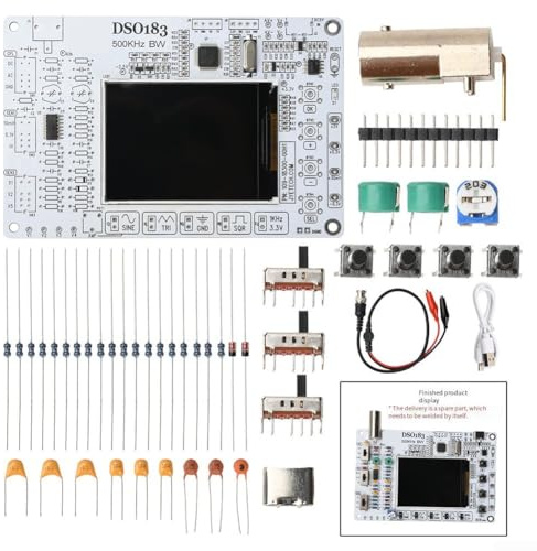 DSO183 Digitales Oszilloskop-Kit mit 500 kHz Bandbreite, 12 Bit ADC-Genauigkeit, Signalgenerator für Elektronik-Experimente und Lernen, DC 5 V (Teile)