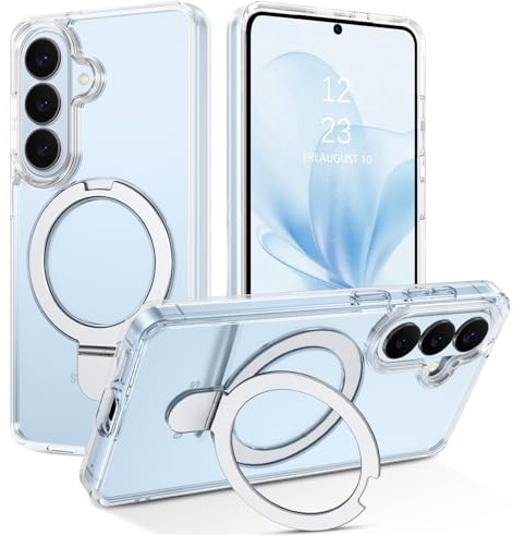 DUEDUE für Samsung Galaxy S26 Hülle, Mit Unsichtbarem Ständer [Kompatibel mit Magsafe] Schützende, Stoßfeste Matte Ring Handyhülle Case Cover für Samsung Galaxy S26 6,3 5G 2026, Transparent