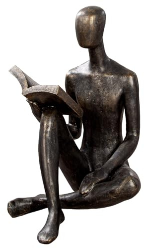 Casablanca Skulptur Reading, Deko Figur Bronze, Kunstharz Statue Wohnzimmer, Büro Dekoration H. 80 cm x B. 59 cm - Moderne Skulpturen, Lesen Lesefigur, Lehrerin