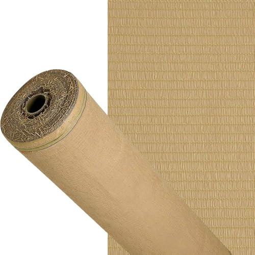 EffeDecor Rete Ombreggiante in Rotolo Varie Dimensioni Telo Rete Frangivista Ecrù 80gr/mq Schermatura 90% in Piattina HDPE con Cimosa e Asole Ideale per Parcheggi,Campeggi,Terrazze,Serre (1x50 MT)