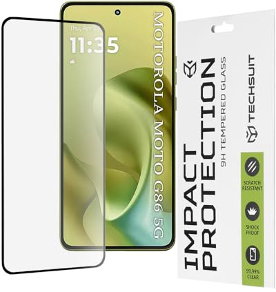 Techsuit Displayschutzfolie für Motorola Moto G86, Moto G86 Power Gehärtetes Glas mit 9H Härte, Vollständige Abdeckung, Stoßschutz, Oleophobe Beschichtung, Anti Fingerabdruck, 111D Full Glue