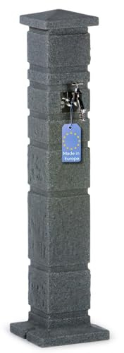 YourCasa Colonne d'eau classique de jardin, 111 cm, aspect colonne romaine | Colonne d'eau avec robinet de 1,9 cm pour un débit élevé - Granit et grès - Résistant aux intempéries - Fabriqué en Europe