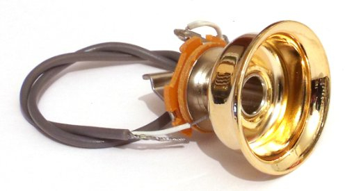 Wired Telecaster electric guitar jack socket and plate in gold