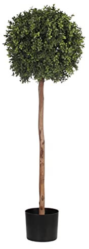 Blooming Artificial Outdoor Plant, UV and Water Resistant, Faux Decorative Tree with Pot, Easy Care, Perfect for Gardens and Patios (Boxwood Tree) (Green) (120cm)