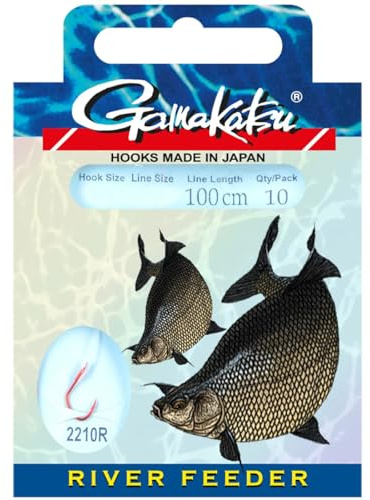 Gamakatsu Bream River Feeder LS-2210 Rot 100cm - 10 gebundene Haken