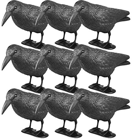 Taubenschreck Rabe Lummy - Schwarze Vogelattrappe aus Kunststoff zur Abwehr von Tauben, Möwen, Kleinvögeln für Garten, Balkon, Terrasse - 9 Stück