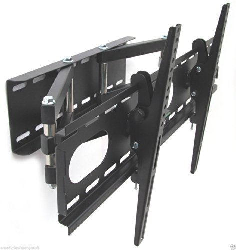 M&G Techno Wandhalterung Schwarz TV 55 schwenkbar Doppelarm Wandabstand 47cm mit Kabelkanal 45cm