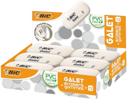 BIC Eraser LOSC made from synthetic rubber,White, 58 x 28 x 13 MM, Pack of 12,