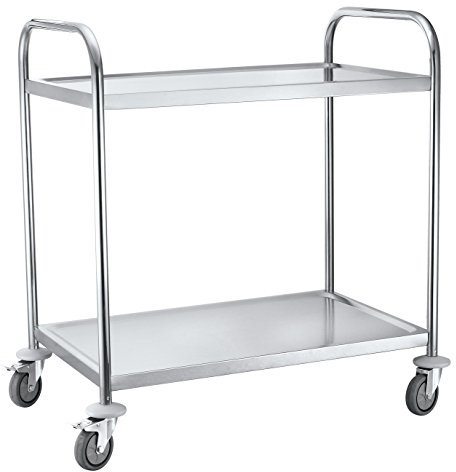 IQE - Industrial Quality Equipment EWH-200 Edelstahlservierwagen, 2 Etagen, 100 kg Tragfähigkeit, 845 mm x 525 mm x 940 mm