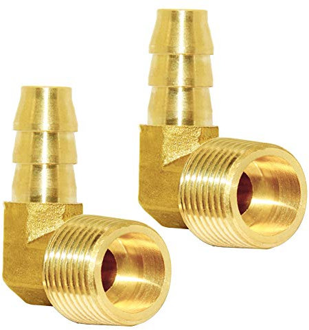Joyway Laiton Raccord de Tuyau Coude 90 ° cannelé X NPT mâle Tuyau d'eau/Carburant/Air 3/8-3/8NPT-2Pack