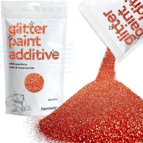 Hemway Glitter Paint Additive - Red Holographic | Microfine Metallic Flakes for Adding Sparkle to Paints & Wood Varnish | Add to Emulsion, Acrylic & Latex for Indoor Sparkly Walls | 100 g