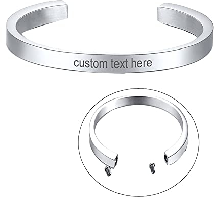 Personalised Stainless Steel Cremation urn Cuff Bangle Bracelet for Ashes Holder for Men Women,Memorial Keepsake Jewellery