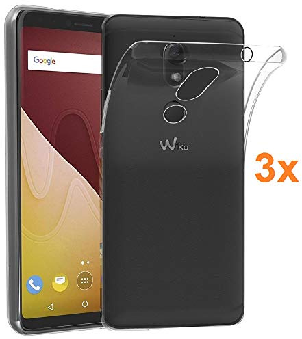 REY Pack 3X Transparent Silikonhülle TPU für WIKO View Prime, Handyhülle Premium Kratzfest TPU Durchsichtige Schutzhülle, Ultradünne 0,33 mm