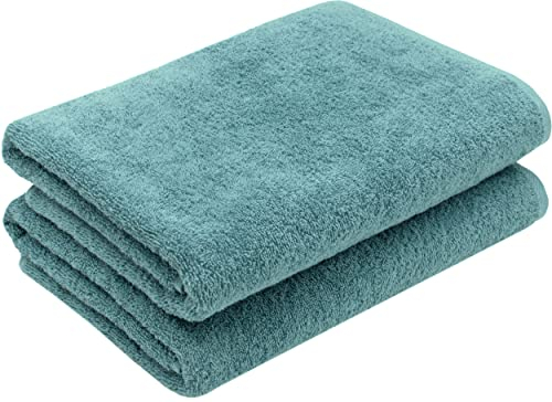 ZOLLNER 2er Set Duschtücher - weiche und saugstarke Handtücher - waschbar bis 95°C - Baumwolle - 70x140 cm in Petrol