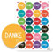 Spruchaufkleber, 24er Set: Runde Sticker mit Sprüchen, Aufkleber Danke Rund, Dankesaufkleber Spruch, Geschenkaufkleber Sprüche, Zum Aufkleben, Erwachsene & Kinder, Give-Away Bunt, Klein, ⌀ 4 cm