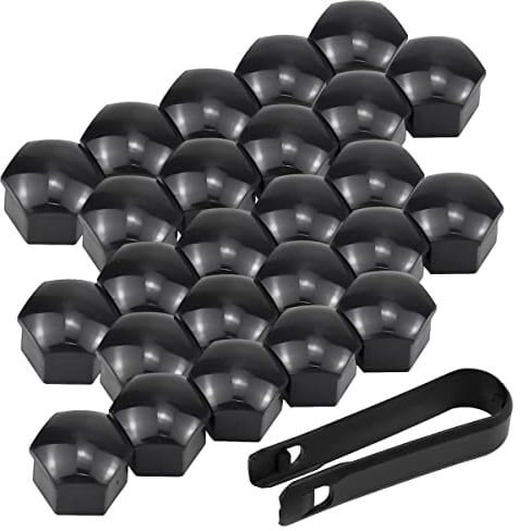 NATUCE 20 Pezzi 17 mm Tappo a Vite Ruota Universale Copridadi per Pneumatici, Nero Tappi Coprivite Copridadi Coperture Copricerchi plastica Tappi a Vite Ruota con Strumento di Rimozione per Automobili
