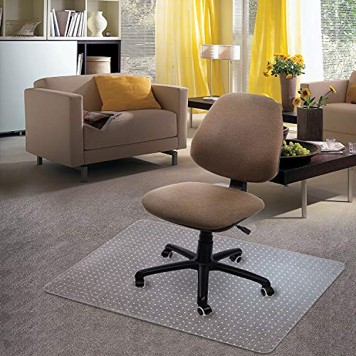 Kuyal Carpet Chair Mat, 48 x 36 PVC Home Office Desk Chair Mat for Floor Protection, Clear, Studded, BPA Free Matte Anti-Slip