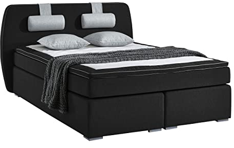 Atlantic Home Collection REX Boxspringbett, 7-Zonen Taschenfederkern, Härte H3, Schwarz, 140 x 200 cm