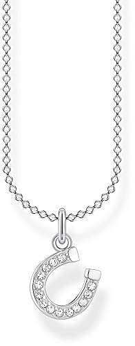 Thomas Sabo Damen Halskette Hufeisen weiße Steine 925 Sterlingsilber, 38-45 cm Länge