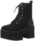 Cynllio Fashion Block Tacco Piattaforma Combat Stivaletti da donna con lacci e borchie Stivali da moto a metà polpaccio, 5 nero., 38.5 EU