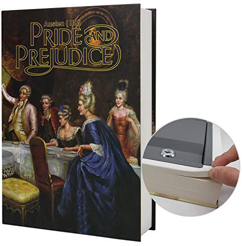 Echtes Papiertransferbuch sicher für Schmuck, Geld und Bargeld, hohl mit verstecktem Fach, Schlüssel und Zahlenschloss (SCHLÜSSEL, Stolz und Vorurteil)