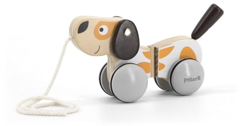 PolarB Hund am Schnürchen Lauflern Hilfe Gehhilfe Holzspielzeug Kleinkind Holz Schnur Gehen Laufen