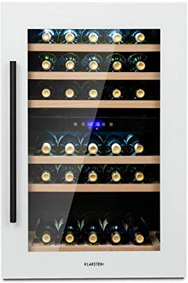 Klarstein Vinsider Built-in Wine Cooler Drinks Fridge, Dual Zone Wine Fridges, Wine Prosecco & Beer Bottles, Touch Control, Indoor/Outdoor Bar Fridge & Wine Cooler for Garden, 5-22°C 41 Bottles, White