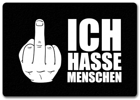 trendaffe Ich Hasse Menschen Fußmatte randlos mit Mittelfinger Motiv