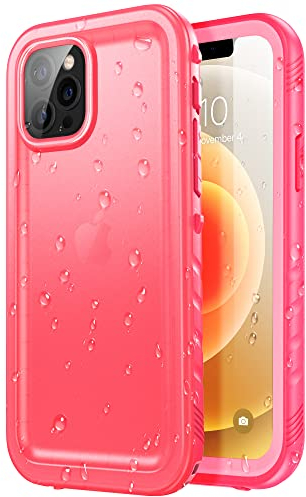 SPORTLINK for iPhone 12/12 Pro Waterproof Case - Shockproof Heavy Duty Front and Back Cover with [Built in Screen/Camera Protector] 360 Full Body Protective [Dustproof][IP68 Underwater]-Pink