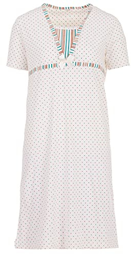 Zeitlos Nachthemd Damen Kurzarm Lagenlook Schleife Punkte M-2XL Romantisch