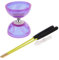 Sharplace Jeux de -Triple Roulement Diabolo avec des Baguettes en Caoutchouc Jouet Cadeau Enfant, Violet, 13cm